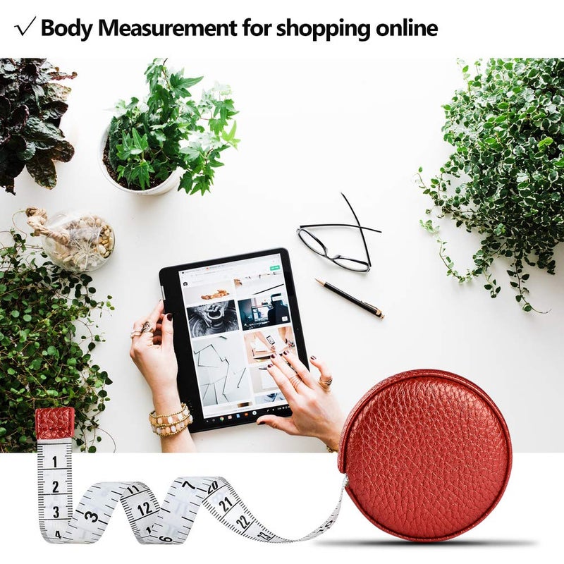 Z_جوده وثقه 3m/120 Tape Measure Body Measuring Tape for Body Cloth Tape Measure for Sewing Fabric Tailors Medical Measurements Tape Dual Sided Leather Tape Measure Retractable (Red, 1 Pack) - Image 5